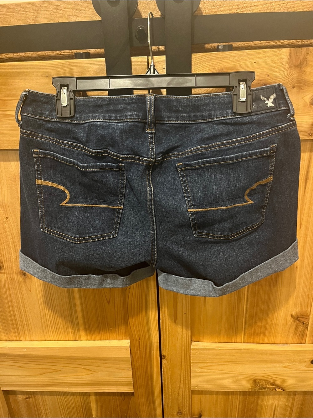 American Eagle Outfitters Dark Indigo Cuffed Denim Shorts - Picture 7 of 9